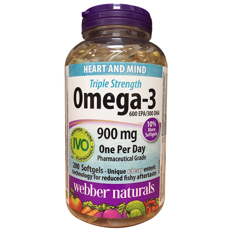 伟博Webber Naturals 3倍浓缩Omega3深海鱼油/三倍鱼油 200粒