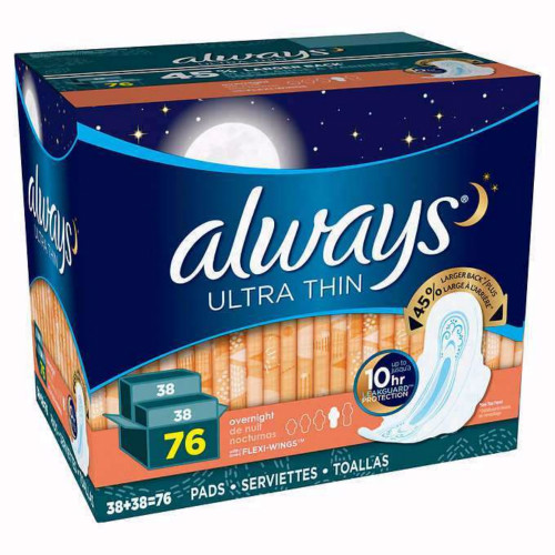 Always 超薄护翼夜用卫生棉76片