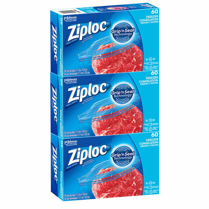 Ziploc【中号】多用途密封保险袋 60个x3盒